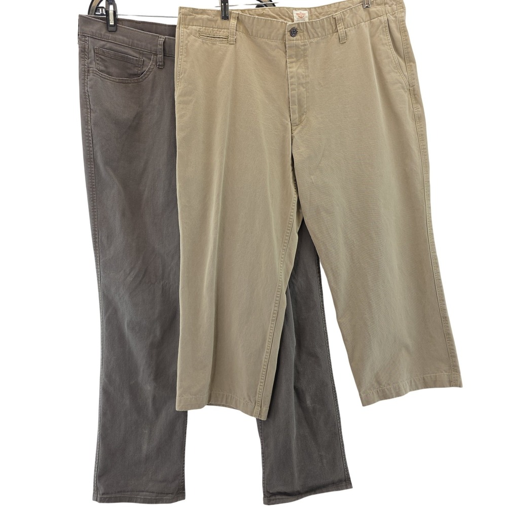 Dockers Pants Mens 38x32 38x29 Gray Tan Straight Fit Chino Casual Lot of 2 Khaki